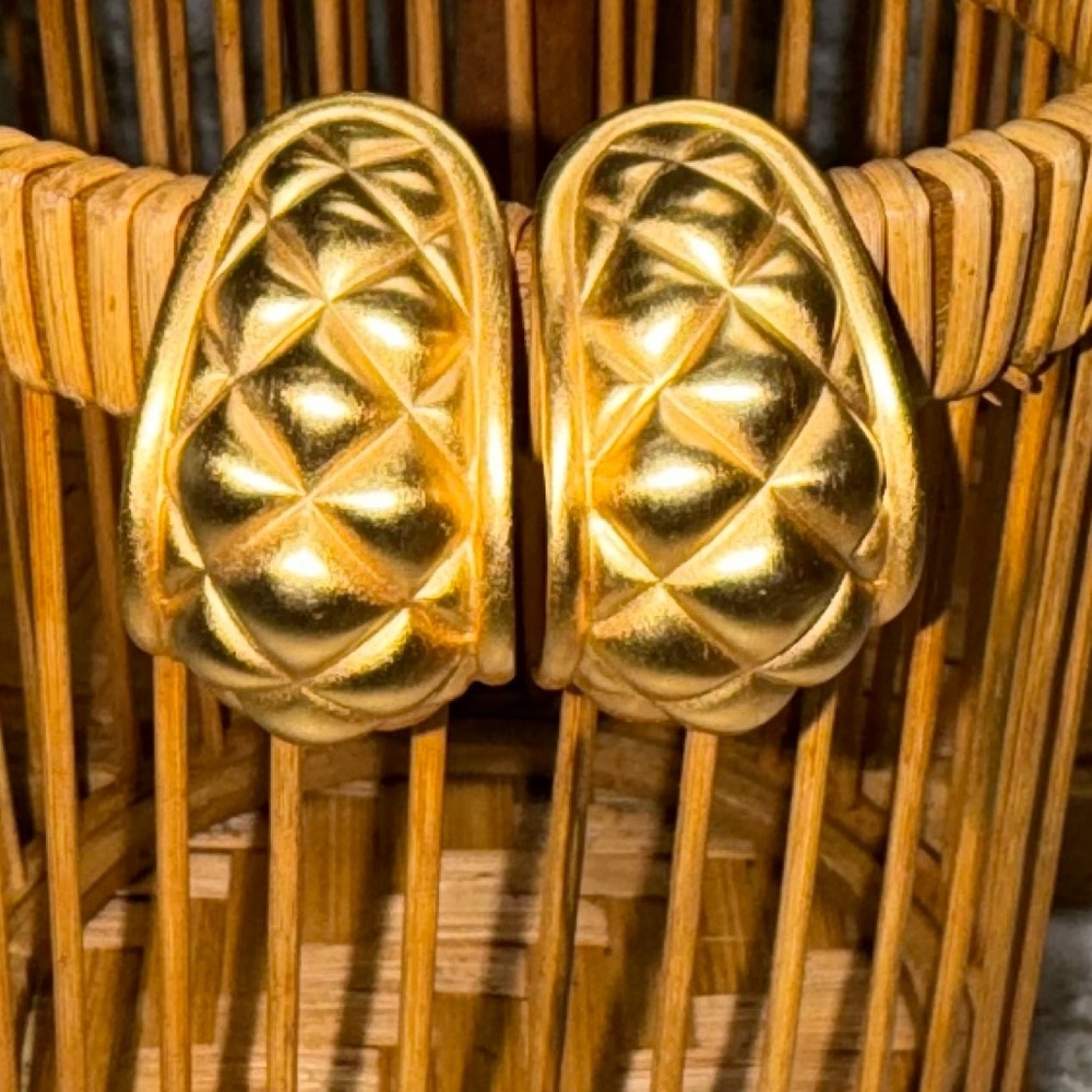1990s Quilted Hoop Earrings Post